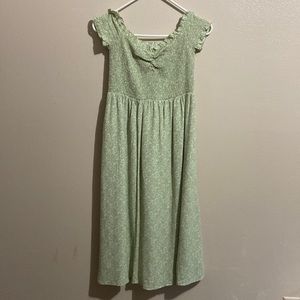 Long green flower patterned dress